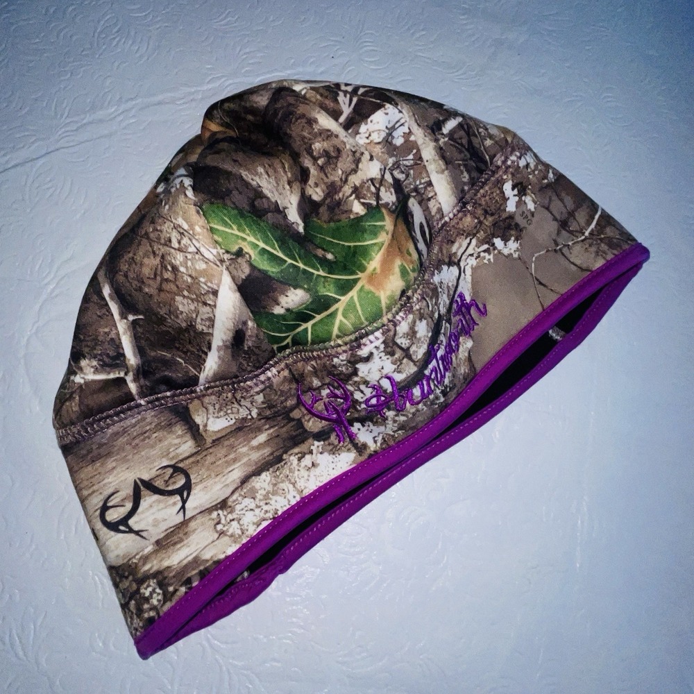 Huntworth Women Camo Ponytail Beanie Fleece Lined Realtree Hunting Hat Pink Trim